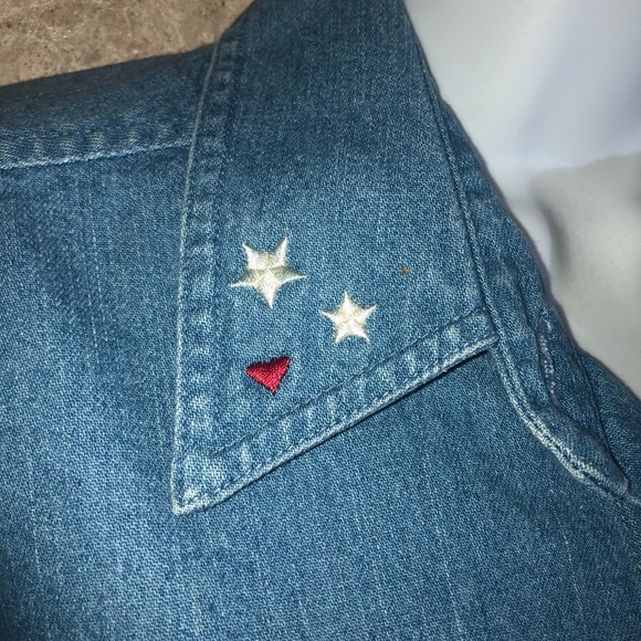 Christopher & Banks Denim Patriotic Bear Blouse - Picture 3 of 13